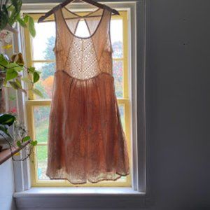 Open Keyhole Back eyelet blush dress